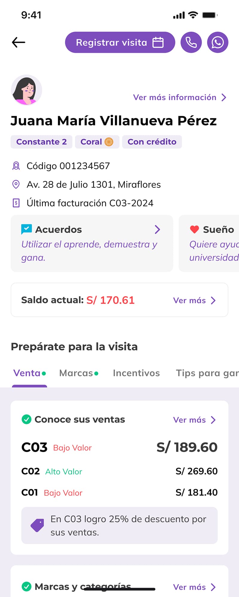App de Gestión para Líderes de Ventas screen
