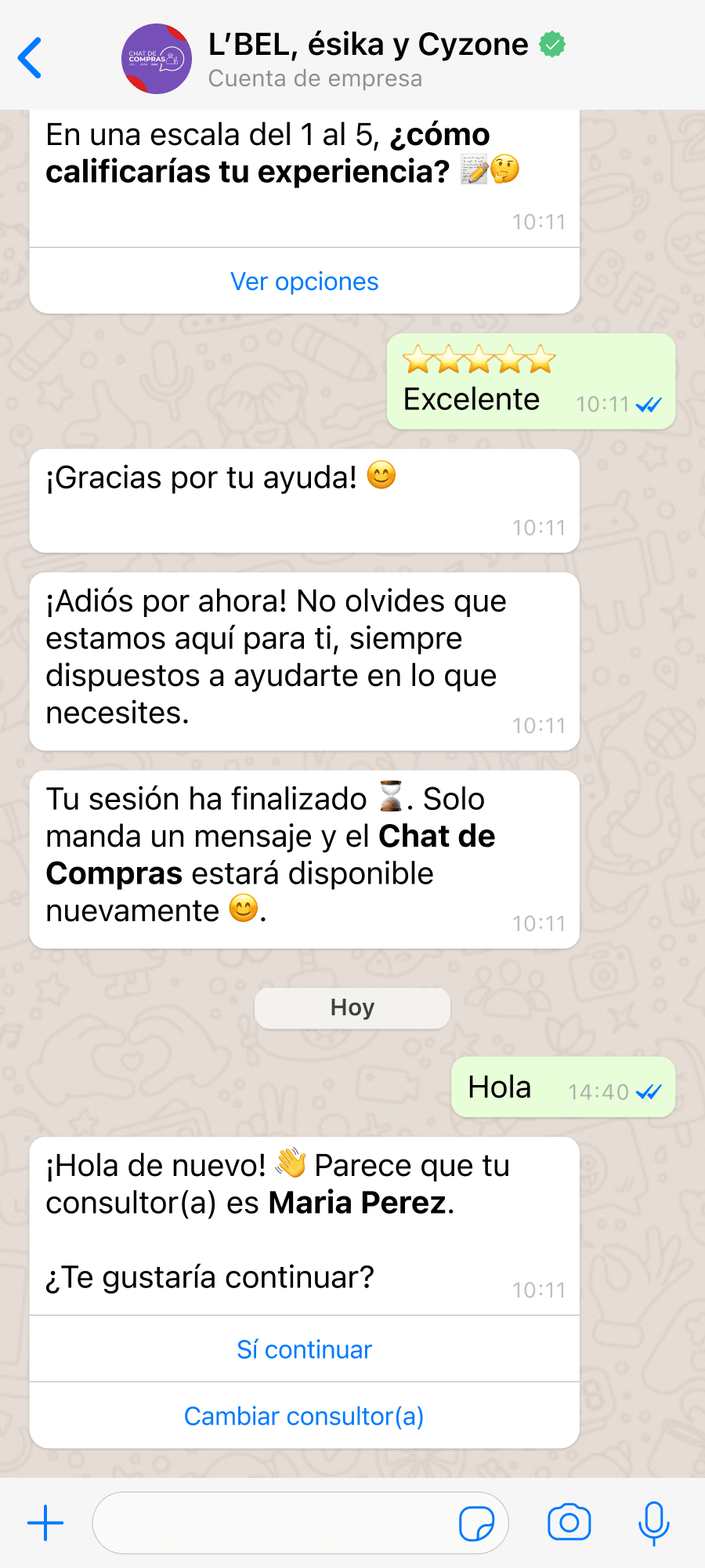 Mensaje de agradecimiento