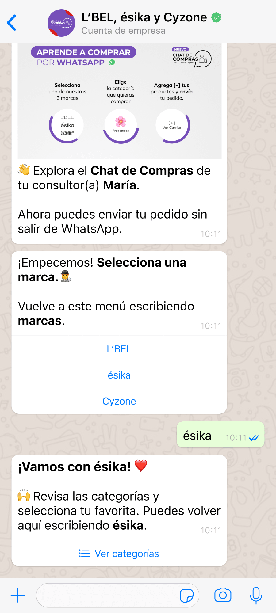 Mensaje de bienvenida