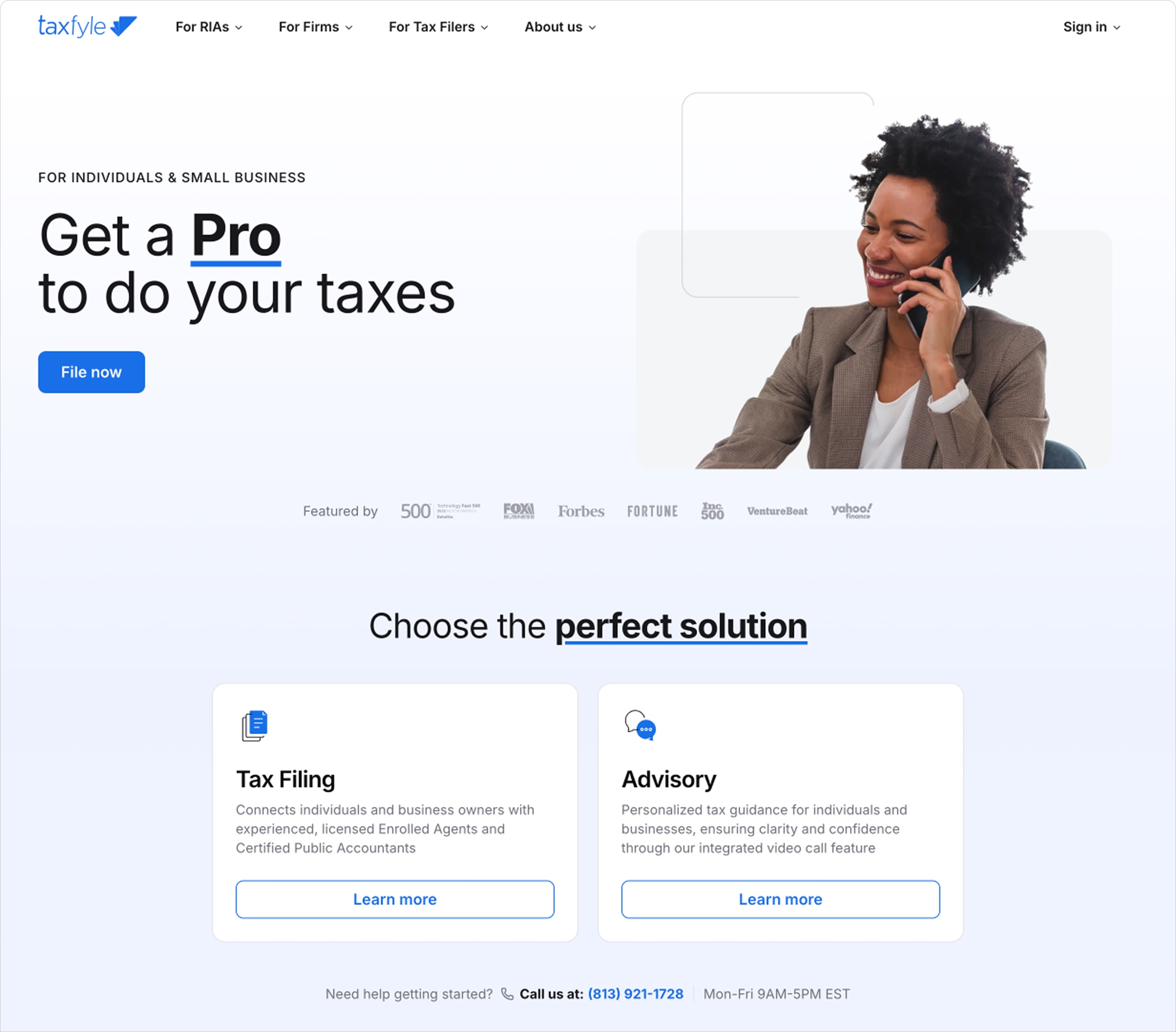 Taxfyle: hero y cards con el flujo diseño a código